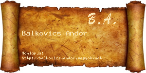 Balkovics Andor névjegykártya
